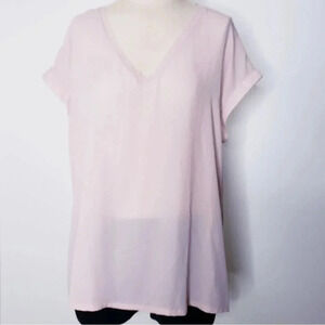 Worthington Petite Pink Blouse Sheer Size PXXL